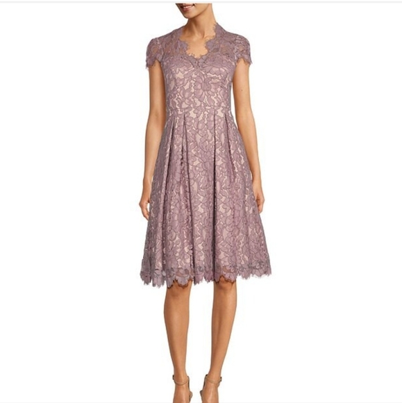 eliza j illusion lace dress Eliza J Cocktail Dress Black Velvet Sheath Lace Illusion 3/4 Sleeve Midi Size 6